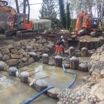 Batardeau et coulage des plots béton